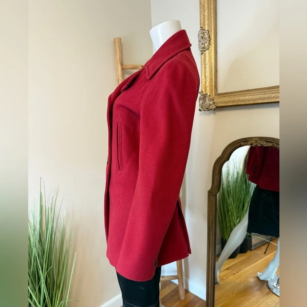 J Crew Double-Breasted Wool Red Peacoat Small Y2K - Picture 9 of 12